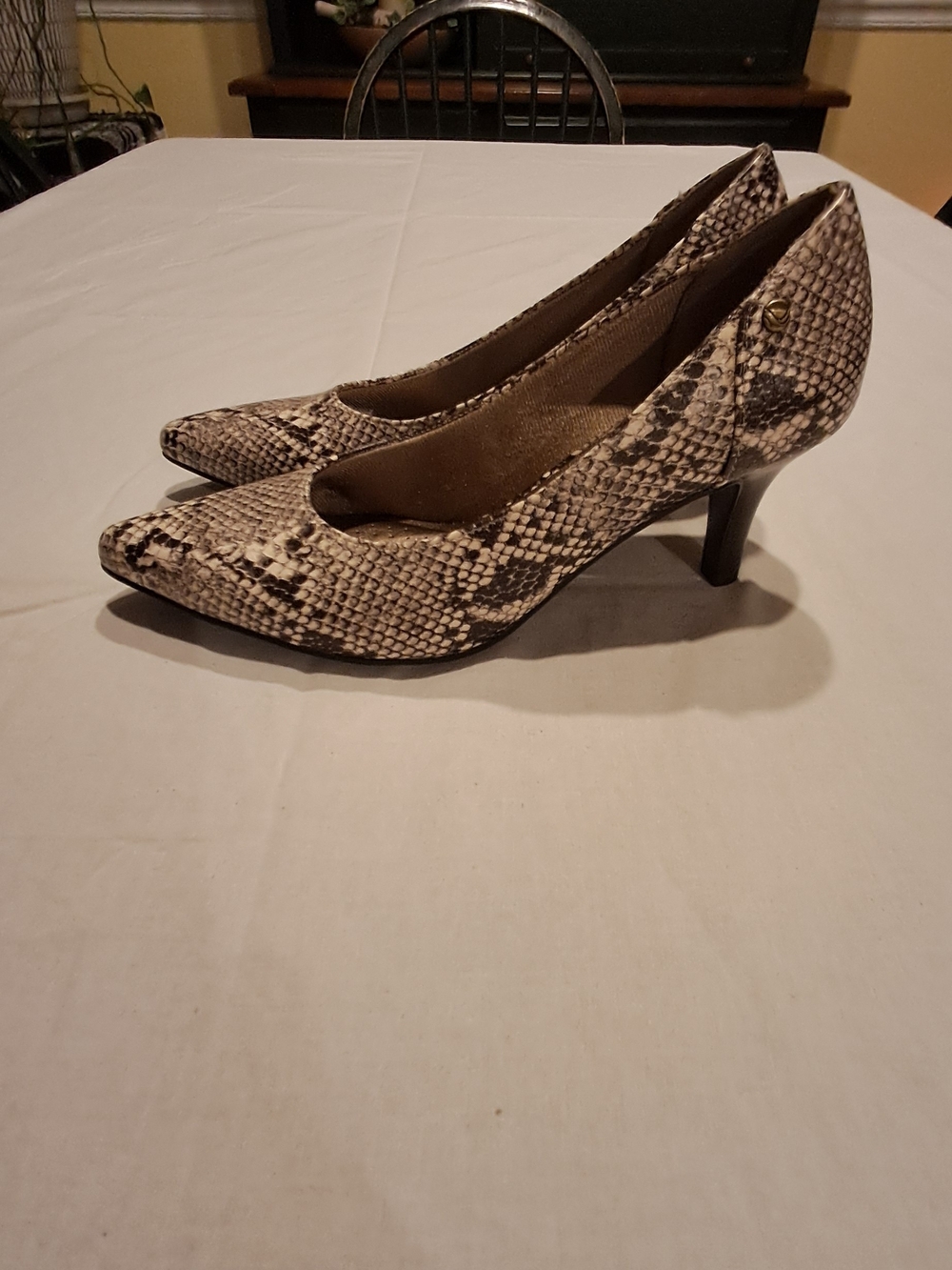 Life Stride Snake-Print Pointed Toe Pumps - Size 8M